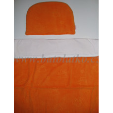 Souprava do kočárku bez výplně fleece + bavlna  oranžová VÝPRODEJ !