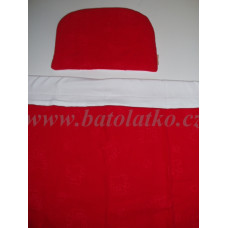 Souprava do kočárku bez výplně fleece + bavlna  červená VÝPRODEJ !
