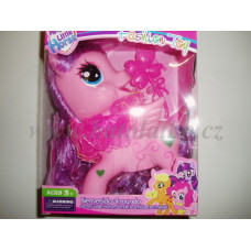 Krásný růžový koník s vlásky LITTLE HORSE výška 18 cm růžová