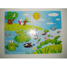 Dřevěné puzzle 24 dílků kolekce žabky na rybníce