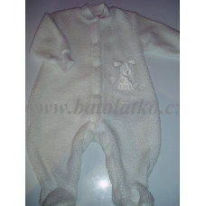 Kojenecká kombinéza z materiálu welsoft  s výšivkou pejska  AUTEX BABY - ČESKÁ VÝROBA - VÝPRODEJ ! bílá