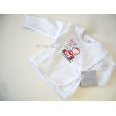 Košilka pro nedonošené miminko s přehrnovacími rukávky AUTEX BABY ČESKÁ VÝROBA !!! bílo šedá
