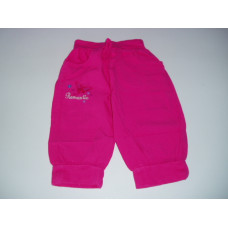 Slaboučké dětské plátěné 3/4 kraťasy -  pumpky ,výšivka motýlka- růžová  FASHION GIRL