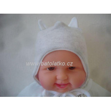 Kojenecká svetrovinová čepička BABY SERVICE - KVALITNÍ ČESKÁ VÝROBA !!! šedá +ouška