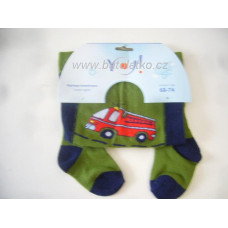 Dětské punčocháče RA 3 YOU BABY  khaki zelená + autíčko