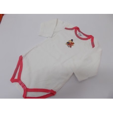 Dětské body dlouhý rukáv - bílá + tm. růžový lem  18 - 24 m