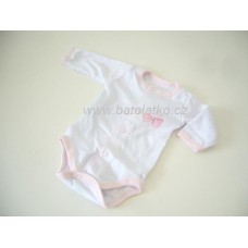 Celopropínací Body dlouhý rukáv Ewa Classic Baby - bílo růžové