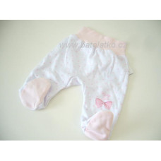 Bavlněné polodupačky pro nedonošené miminko - kolekce Classic Baby EWA - bílo růžové