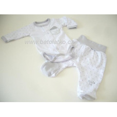 2 - dílná bavlněná soupravička do porodnice Classic Baby Ewa - bílo šedá
