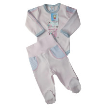Komplet M-12 melír růžová dva zajíci Autex Baby  - KVALITNÍ ČESKÁ VÝROBA !!!