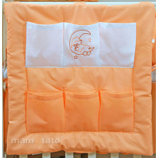 Luxusní kapsář na postýlku medvídek na měsíčku  bílo-oranžový NELLYS - TOTÁLNÍ VÝPRODEJ !!!