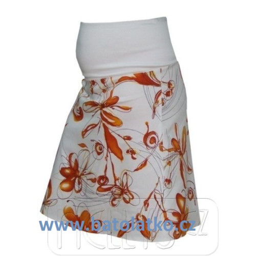 Elegantní těhotenská sukně kytka - oranžová Elegantní těhotenská sukně kytka - oranžová