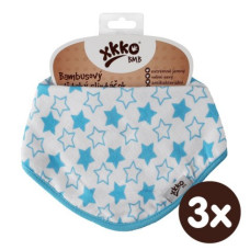 Bambusový slintáček XKKO BMB - Little Stars Cyan 3 kusy 