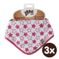 Bambusový slintáček XKKO BMB - Little Stars Magenta 3 kusy 