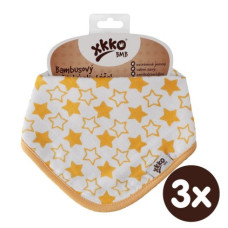 Bambusový slintáček XKKO BMB - Little Stars Orange 3 kusy 