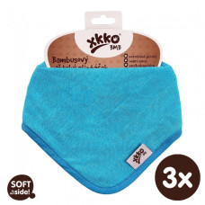 Bambusový dětský slintáček/šátek XKKO BMB - Cyan 3ks