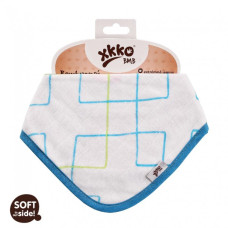 Bambusový dětský slintáček/šátek XKKO BMB - Cyan squares
