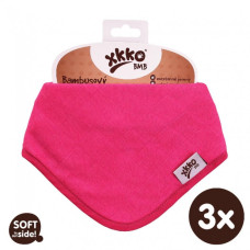 Bambusový dětský slintáček/šátek XKKO BMB - Magenta 3ks