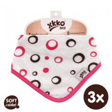XKKO BMB Bambusový dětský slintáček/šátek - Magenta Bubbles 3ks