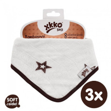 Bambusový dětský slintáček/šátek XKKO BMB - Natural Brown Stars 3ks