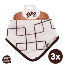 Bambusový dětský slintáček/šátek XKKO BMB - Natural Squares 3ks