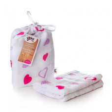 Bambusová zavinovačka XKKO®BMB Lilac Hearts 120x120cm - 1ks