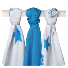Bambusové pleny XKKO®BMB Cyan Stars MIX 70x70cm - 3ks