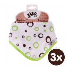 XKKO BMB Bambusový dětský slintáček/šátek - Lime Bubbles 3ks