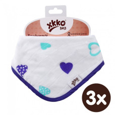 Bambusový dětský slintáček/šátek XKKO BMB - Ocean Blue Hearts 3ks