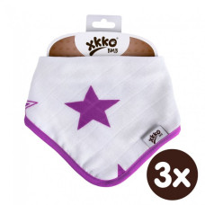 Bambusový dětský slintáček/šátek XKKO BMB - Lilac Stars 3ks