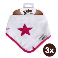 Bambusový dětský slintáček/šátek XKKO BMB - Magenta Stars 3ks