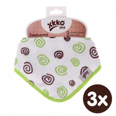 XKKO BMB Bambusový dětský slintáček/šátek - Lime Spirals 3ks
