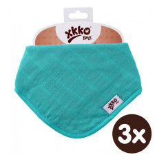 Bambusový dětský slintáček/šátek XKKO BMB - Turquoise 3ks