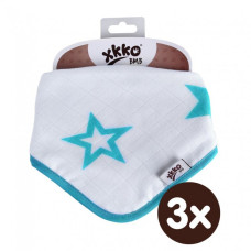 Bambusový dětský slintáček/šátek XKKO BMB - Tyrkys Stars 3ks