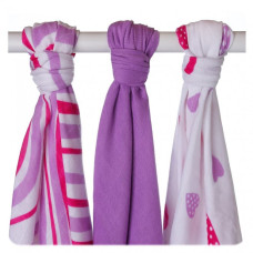 Bambusové pleny XKKO®BMB Hearts&Waves Lilac MIX 70x70cm - 3ks
