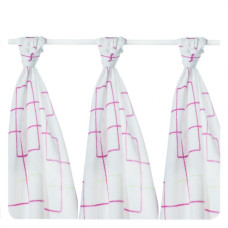 Bambusové pleny XKKO®BMB Squares&Circles Magenta Squares 70x70cm - 3ks
