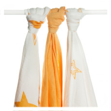 Bambusové pleny XKKO®BMB Orange Stars MIX 70x70cm - 3ks