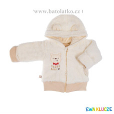 Kojenecký kabátek s kapucí a bavlněnou podšívkou - luna kolekce bear EWA KLUCZE béžová