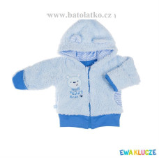 Kojenecký kabátek s kapucí a bavlněnou podšívkou - luna kolekce bear EWA KLUCZE modrá