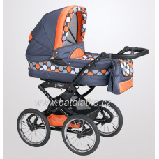 Kombinovaný kočárek KRASNAL POLARIS RETRO šedá + oranžový puntík