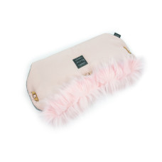 Luxusní rukávník na kočárek s kožešinou FLOO FOR BABY růžová + růžová kožešina