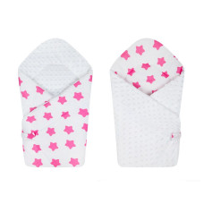 Luxusní oboustranná dětská zavinovačka MINKY Duetbaby růžové hvězdy+ bílá + bílá minky