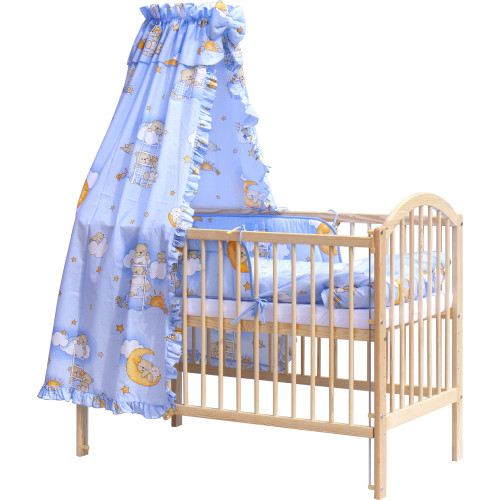 Dětská postýlka s kompletní výbavou Scarlett 120 x 60 cm - Mráček - modrá Dětská postýlka s kompletní výbavou Scarlett 120 x 60 cm - Mráček - modrá