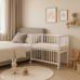Dětská postýlka k posteli rodičů BABY Scarlett II - bílá (borovice), st. bok - 90 x 41 cm