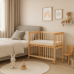 Dětská postýlka k posteli rodičů BABY Scarlett II přírodní ECO (borovice), st. bok - 90 x 41 cm